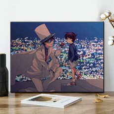 3D 명탐정코난 보석십자수 라운드 큐빅 아이방 직장인 집순이취미 비즈 태교십자수 집에서할수있는취미 보석 십자수 거실 침실 인테리어 캔버스 형액자 DIY 세트, 730927, 30*40cm (액자 없음)