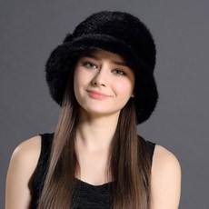 리얼 밍크 퍼 여성 겨울 모자 1플라워