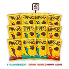 HIPPEAS 힙피 오가닉 칙피 퍼프 버라이어티 팩 1.5oz (43g) 12개입, 1세트