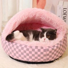 강아지조개집 고양이 반려동물 하우스 보온 겨울 침대 사계절 집, 분홍색