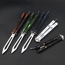  버터플라이 나이프 발리송 카람빗 날없는 칼 티타늄 합금 라이닝 부싱, 화이트 블루, 1개 