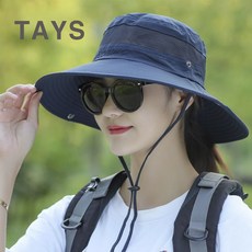 TAY'S 남녀공용 등산 모자 챙넓은모자 자외선차단 끈조절 스트랩, 네이비