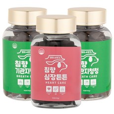  강아지 기관지 협착증 호흡기 눈 심장 관절 피부 영양제 댕이수랏간 침향 기관지청청 심장튼튼 관절쌩쌩 눈물뚝 피부&피모 100g, 기관지청청 2개+심장튼튼 1개 