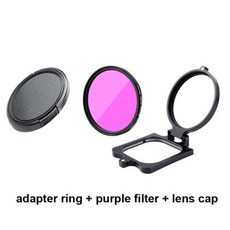 Hero 11 10 블랙 16x HD 매크로 렌즈 레드 퍼플 다이빙 필터 58mm 어댑터 링 캡 고프로 8 9 방수 하우징 케이스, 12)Bundle 3 - For Hero 11 blac, 1개