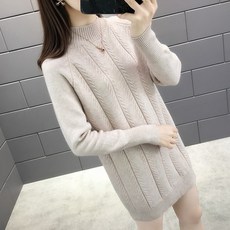 겨울 여성 반폴라 롱 니트티 21 VBK21 598861145938