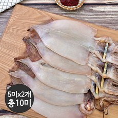 옥도건어물 국산 반건조 오징어 10미(5미 2개)쫄깃한 피데기, 2개