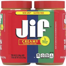 Jif 크리미 피넛 버터 7g 프로틴 2개입, 1개, 2.72kg