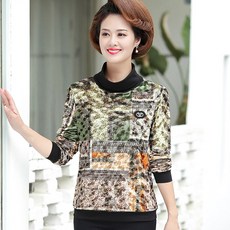우리우리 15 중년 엄마 가을 겨울옷 모임 50-60대 기모 티셔츠-30410