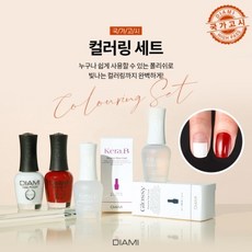 [국시재료] 다이아미 제1과제 컬러링세트 (네일폴리쉬 레드+화이트+베이스코트+탑코트), 1개 - 다이아미수딩