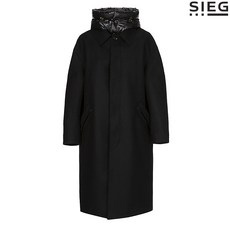 SIEG 패딩 후드 블랙 캐시미어 블랜딩 울 코트(PWHAX7048)