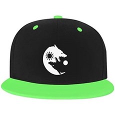 남자 여자 늑대와 음양 조절 Snapback 모자 중성 힙합 야구모 트럭 운전사 아빠모, 그린, 단일 크기, 1개 - 늑대모자