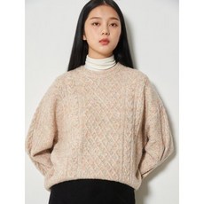 에잇세컨즈 [RECYCLE] 아이보리 멜란지 케이블 패턴 니트 (320X51LYA0)