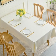 라온텐 레이스 방수 사각 식탁보 테이블보, 8인용(220x140cm), 화이트