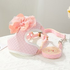 강아지 애견 하네스 가슴줄 몸줄 고양이 애완 동물 조끼 가죽 끈 세트 탈출 방지 개 가슴 스트랩 작은 산책 리드 액세서리, S-For Pet 1-3.5kg, 분홍색, 1개