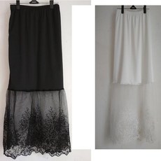 속치마 2021겨울가을 여성 레이스 스커트 슬림핏 이너 코디하기쉬운 미들롱원피스