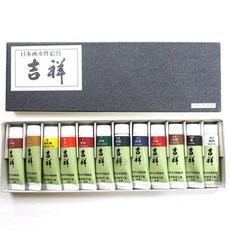 길상 동양화 채색물감 튜브형 12색 15ml 세트 서예용품 동양화재료
