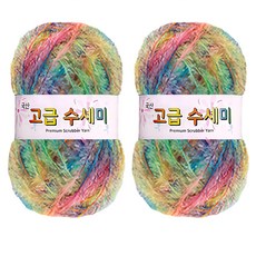 yarna 고급 수세미 나염 뜨개실 80g, 206, 2개