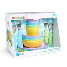 Munchkin® 16피스 아기 및 유아 수유 용품 세트 - 접시 그릇 컵 및 식기 포함 295790, 16팩 세트, 1개