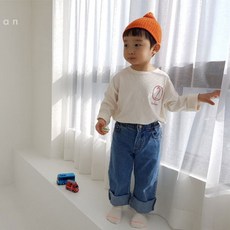 블랙빈 숫자티 아동 유아 봄 나염 라운드 긴팔 티셔츠