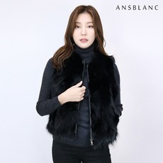 여성 모피 조끼 사가폭스 지퍼형 숏 퍼베스트 털조끼 앙스블랑 002