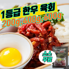 1등급 한우 육회 우둔살 200g 400g 600g 소스무료 소고기 당일작업 위스키안주, 1개