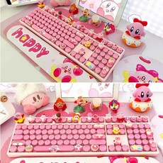 trivel 귀여운키보드 예쁜 캐릭터키보드, 1개, 진한 분홍 무선 RGB 조명
