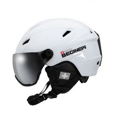 스위스비기뉴 스키 스노우보드 헬멧 고글 일체형 바이저헬멧 아시안핏 화이트