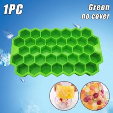 실리콘 그리드 아이스 큐브 몰드 대용량 트레이 식품 등급 뚜껑, 2.Green No cover, C.4Pcs