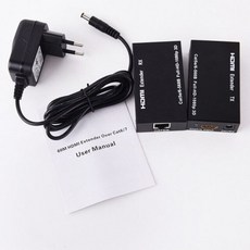 [해외] IP 네트워크 USB 2.0 KVM 익스텐더 (IR 컨트롤 포함) 1080P HDMI Over LAN KVM 익스텐더 60m HDMI KVM 익스텐더 (RJ45 Cat5, Black US Plug