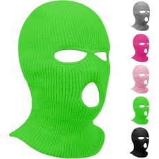 3홀 겨울 니트 마스크 풀페이스 커버 스키 스카프 따뜻한 발라클라바 오토바이 바람 보호용, Large_Green, 1개