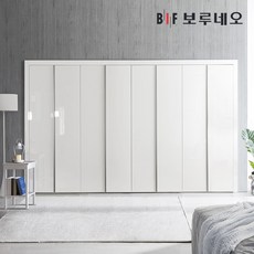  보루네오 360cm 샤인 여닫이 붙박이장 가구 거실 안방 맞춤시공 제작 내부 12자 