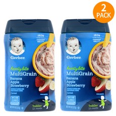 Gerber Gerber 거버 바나나 사과 딸기 멀티그레인 오트밀 시리얼 227g 2팩, 2개, 라이스 그레인