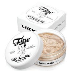 Mr. Fine 21C 남성용 면도 비누 141.7g(5온스) 퍽 - 바버 블루 향수 - 보다 두껍지만 비누보다 부드러운 거품을 위한 새롭고 독특한 결합 포뮬러 - 인공 색상 없음, Latigo