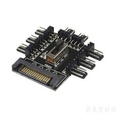 핫 멀티 웨이 분배기 쿨러 냉각 팬 허브 PC 컴퓨터 SATA 1 to 8 3pin 12V 전, 상세내용참조