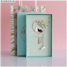 북마크 금속 책갈피 무료 글자새김 둥글부채, T22-블랙화이트 고양이(선물상자+핸드백)