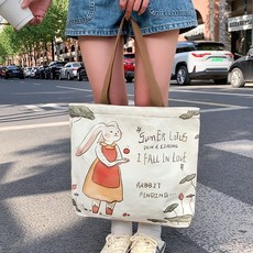 [LoLing] 동물친구들 지퍼있는 에코백 귀여운 장바구니 캔버스백 핸드백 캐릭터가방 캔버스 EB