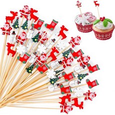 YINCL 100 PCS 칵테일 애피타이저로 크리스마스 이쑤시개 - 음식 과일 샌드위치 장식 파티 용품 선물용 4.7인치 꼬치