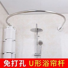 샤워커튼 펀칭불필요 U형욕실커튼 방수 거치대화장실 가림막커튼 펀칭 샤워실 U욕실커튼봉 욕실커튼 세트, T01-기타 크기, C08-펀칭불필요 U형 100*100*100불필요 샤워