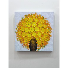 이나코리아 노란 꽃 붉은 꽃 유화 그림 수작업 인테리어 정사각 캔버스 액자
