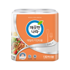 깨끗한나라 데일리 천연펄프 키친타월, 2개, 4개입