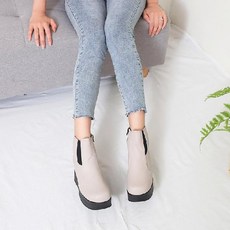 슈런 티어스 여성 웨지 통굽 쿠셔닝 발편한 워커 발목 하이탑 부츠 사계절 지퍼 스판 밴딩 상굽 키높이굽 9cm
