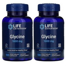 라이프익스텐션 글라이신 글리신 Glycine 1000mg 100캡슐 x 2통, 100정, 2개