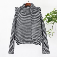 울자켓 하운드투스무늬 울코트 숏스타일 가을겨울 모자달린스커트 박쥐 루즈핏 재킷 32999