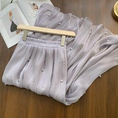 샤 스커트 플레어 망사 여성 캉캉 쉬폰 롱