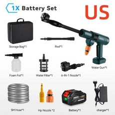 무선 세척기 세차기 고압 브러시리스 전기 정원 관개 마키타 배터, 2) US PLUG, 1.US PLUG