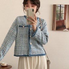 트위드 노카라 여성 자켓 간절기 아우터 데일리