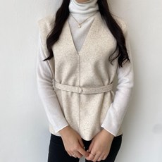 업쓰 여성 브이넥 허리 벨트 셋트 울 조끼 뷔스티에
