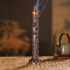 향로 반야심경 기도 실내 불교용품 인센스홀더 향꽂이 소원향, 레드 라운드 향로, 1개