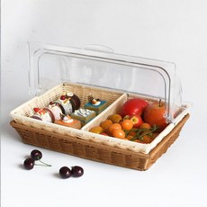 빵 바구니 진열대 뚜껑 투명덮개 베이커리진열 바스켓, 04. 26X32XH6.5cm 베이지 바구니 세로플랩, 1개