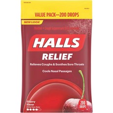 Halls 호올스 기침억제 기침저하 캔디 홀스사탕 200알 2팩 체리맛, 2개